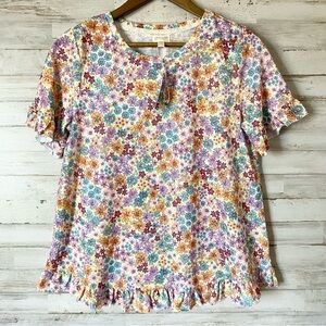 NWT Greige Colorful Daisy Floral Top Medium